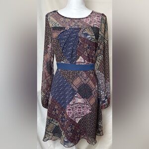 🦋BCBGeneration Multicolor Patchwork Long Sleeve Dress